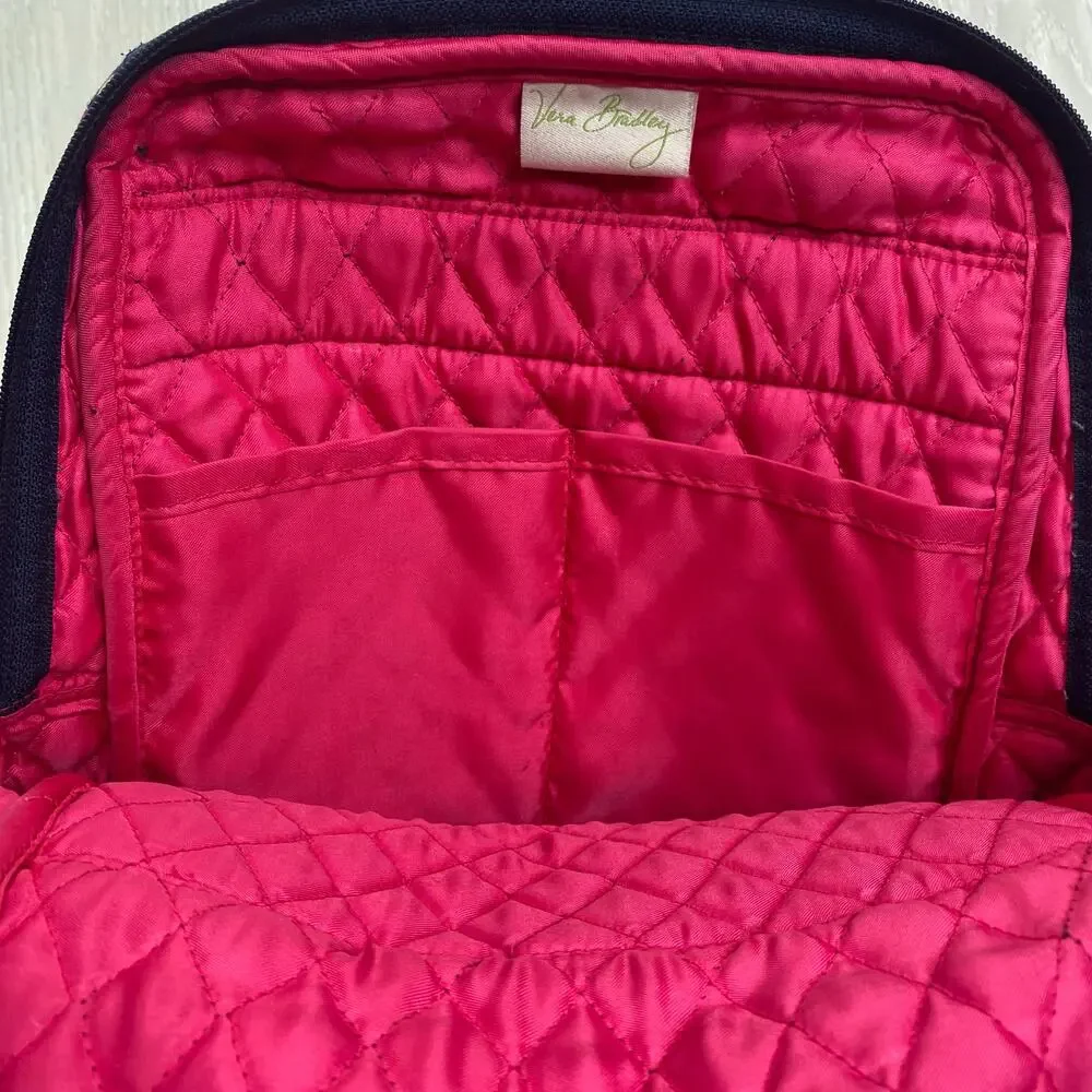 Vera Bradley Navy Blue & Pink Petal Paisley Lightweight Small Backpack